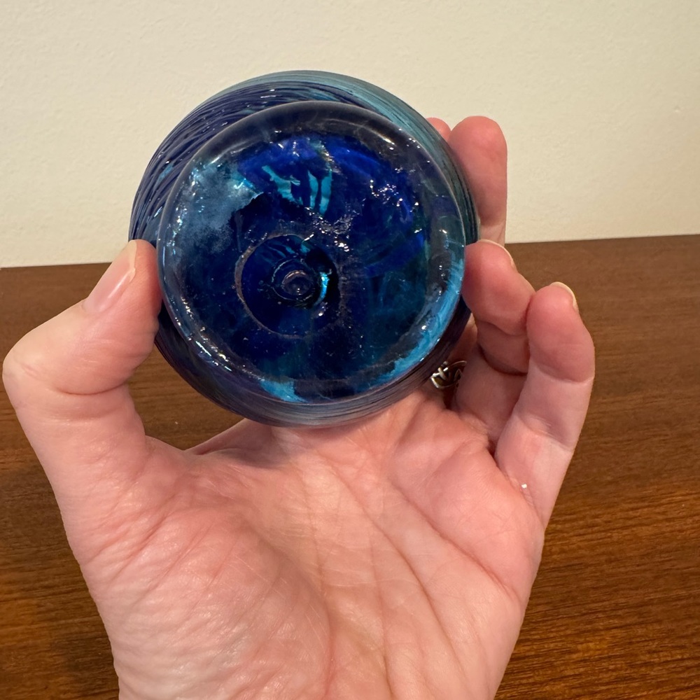 Vintage Murano Art Glass Small Bowl Cobalt Blue Swirl Catchall Dish EUC - Picture 3 of 8